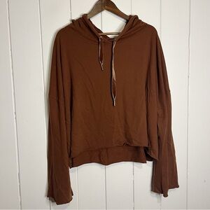 Askya Brown Cropped Bell Sleeve Hoodie. Size XL.
